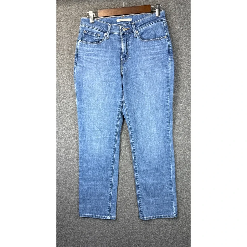 Levi's‎ Classic Straight Jeans Women 27 Blue Stretch Medium Wash Travel Work EUC